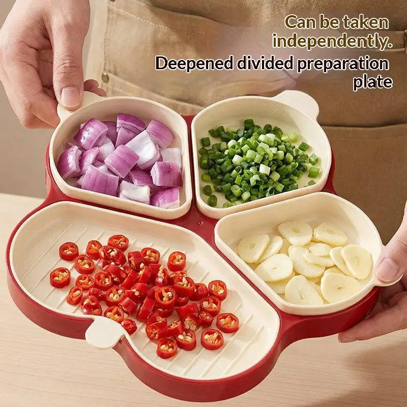 Multi Compartment Food Prep Tray Detachable Dividers Utensil