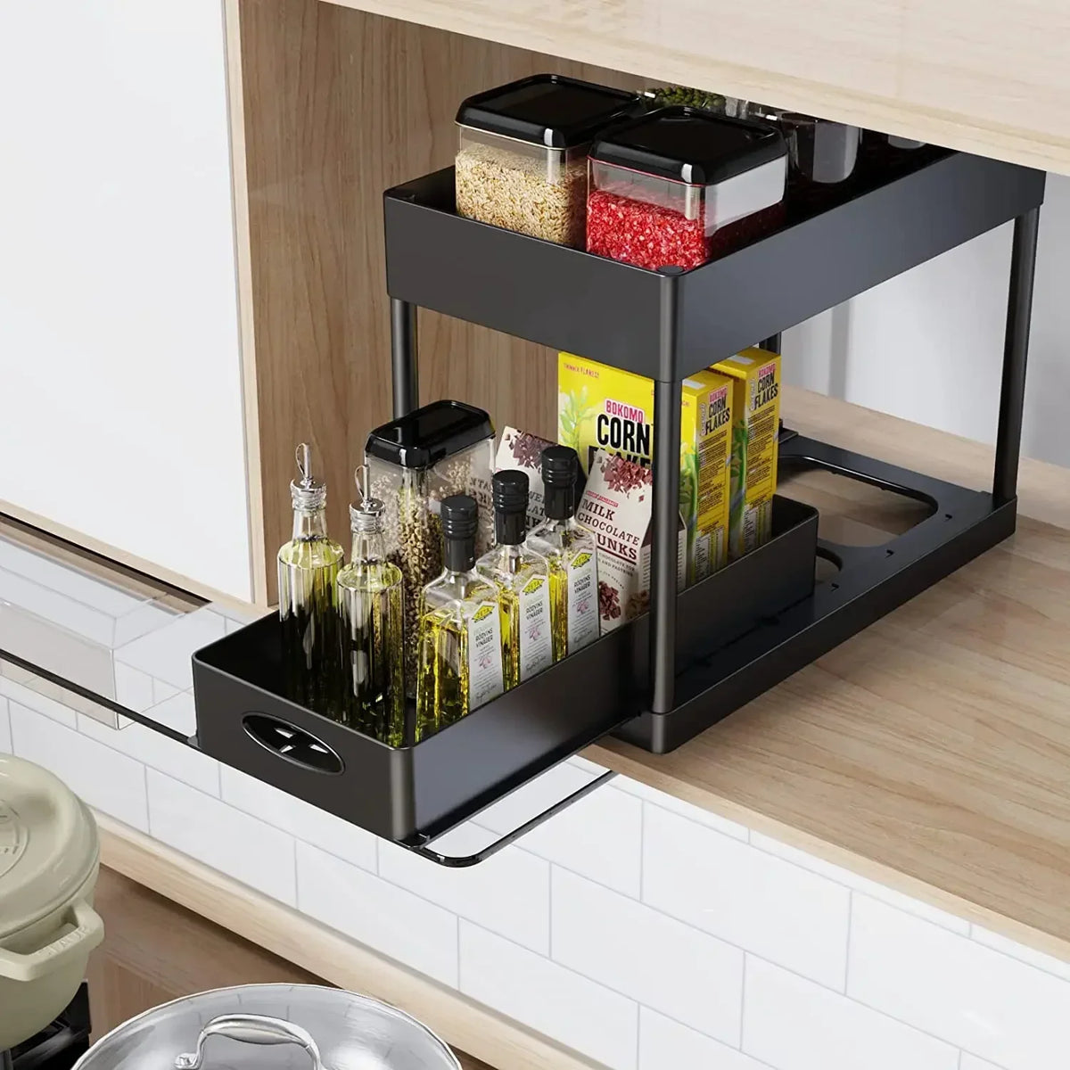 Tier Under Sink Organizer Sliding Cabinet Basket Organizer