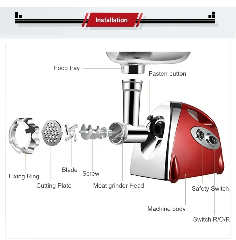Electric Meat Grinder Powerful Heavy Duty Meat Mincer