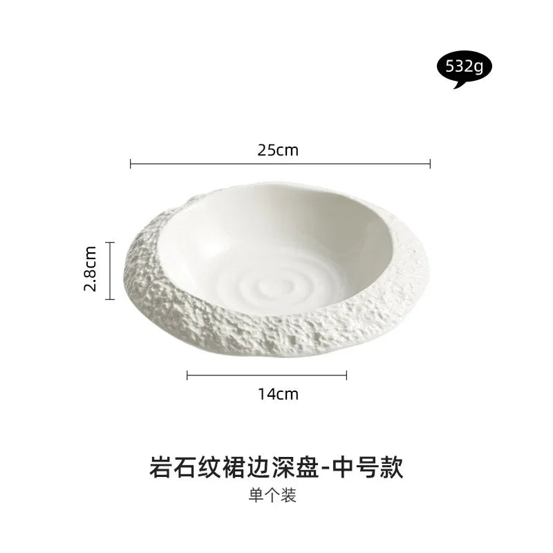 Rock Patternceramic Plats White Dinner Plate High-Grade Tableware