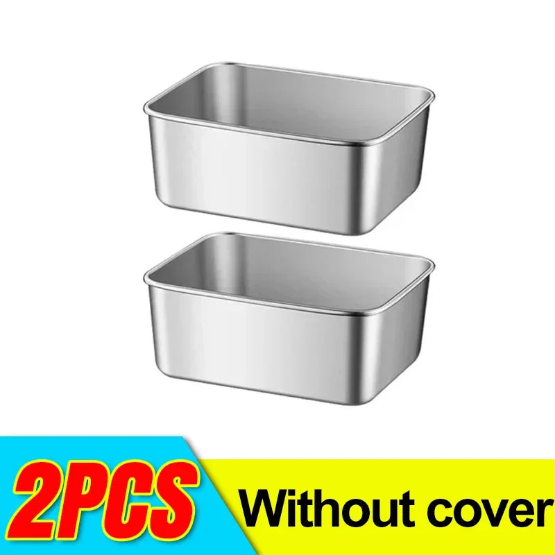 Stainless Steel Food Storage Container Fridge Fresh-Keep Storage