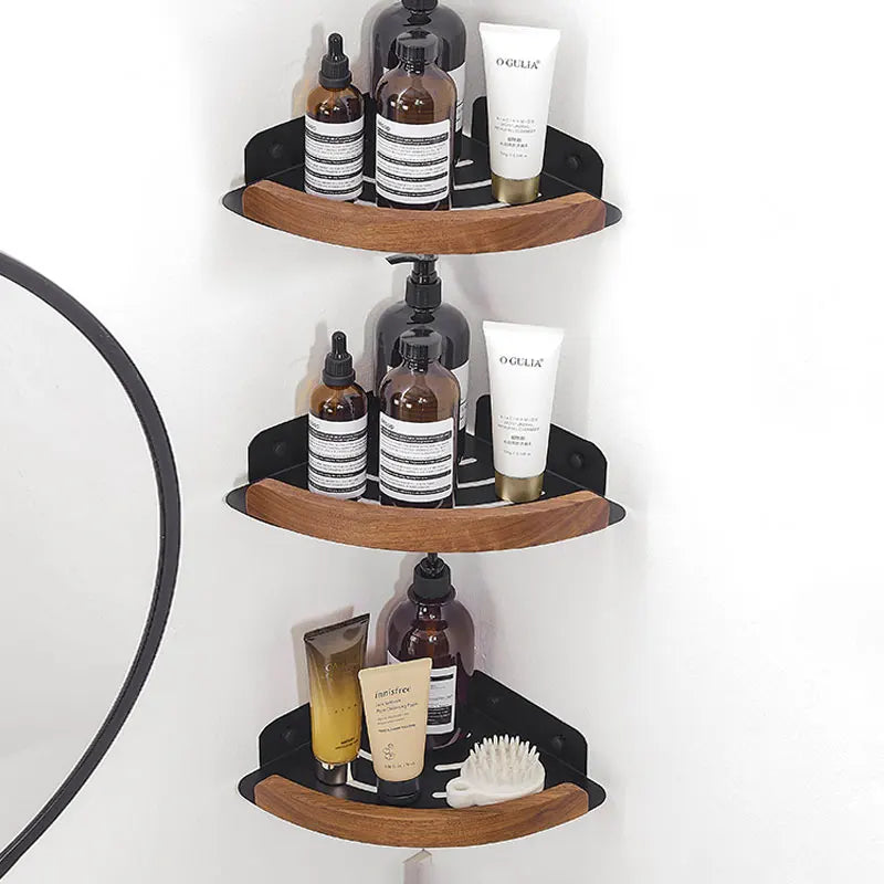 Black White Bathroom Shelves Wall Mountedspace Aluminum Wood