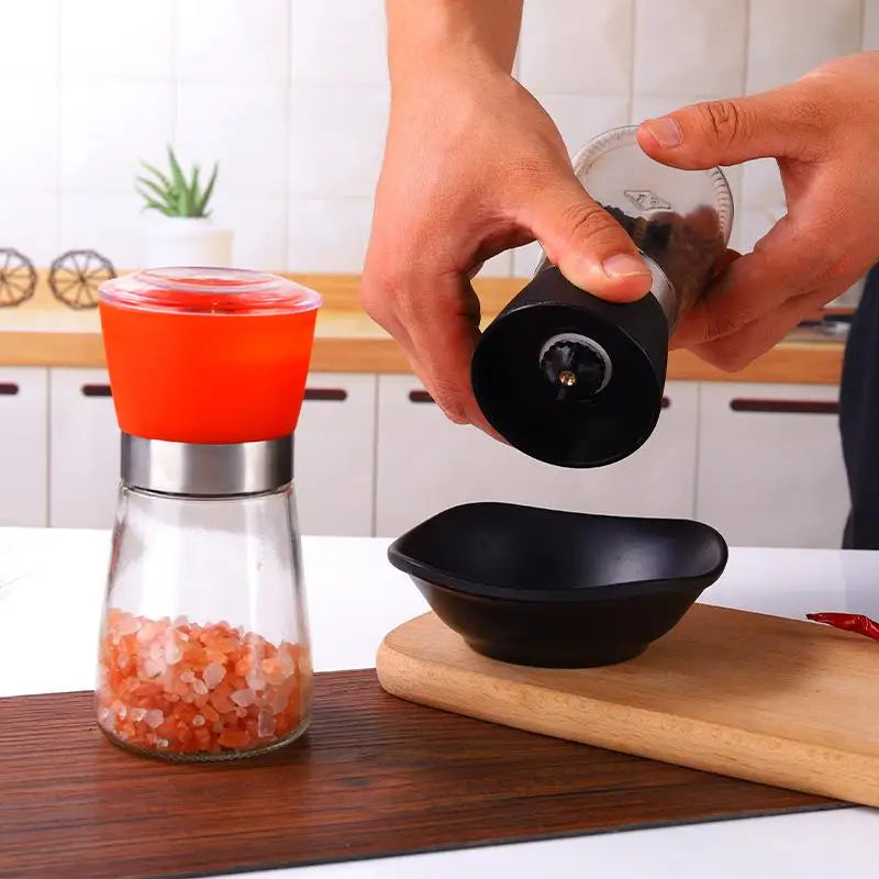 Salt Pepper Grinder Stainless Steel Glass Spice Bottle
