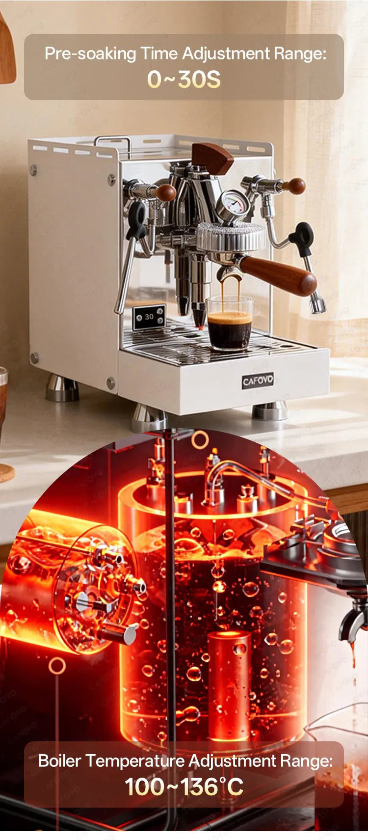 Cafovo E124 9bar Commercial Espresso Machine Real E61