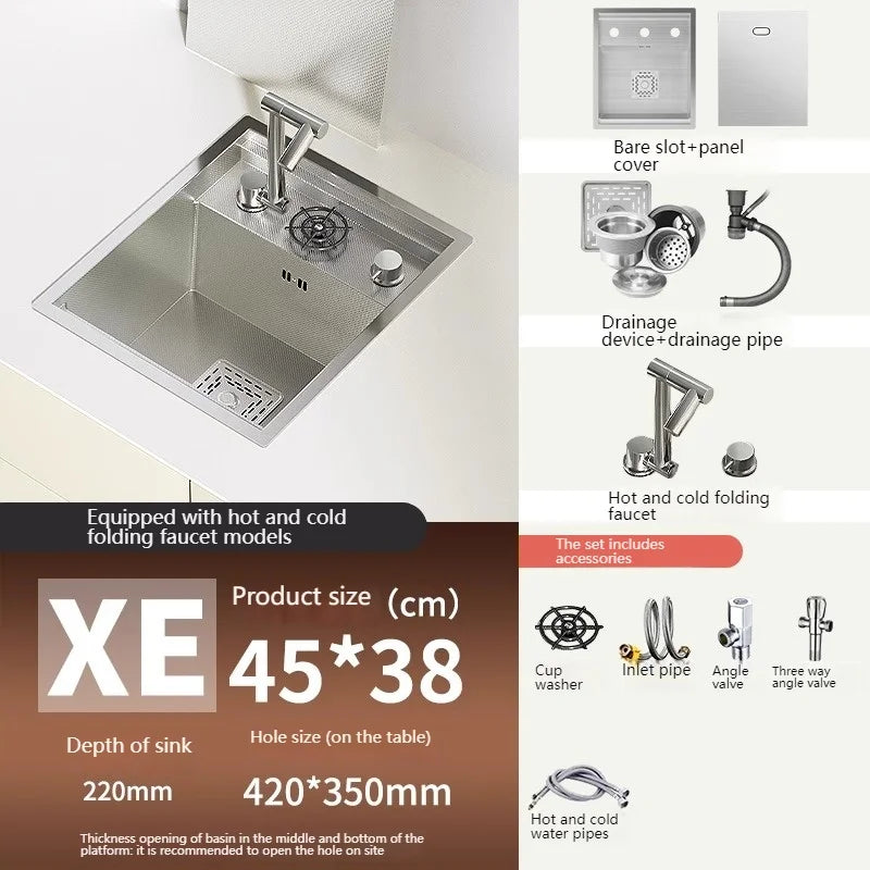 Stainless Steel Mini Hidden Sink Balcony Bar Apartment