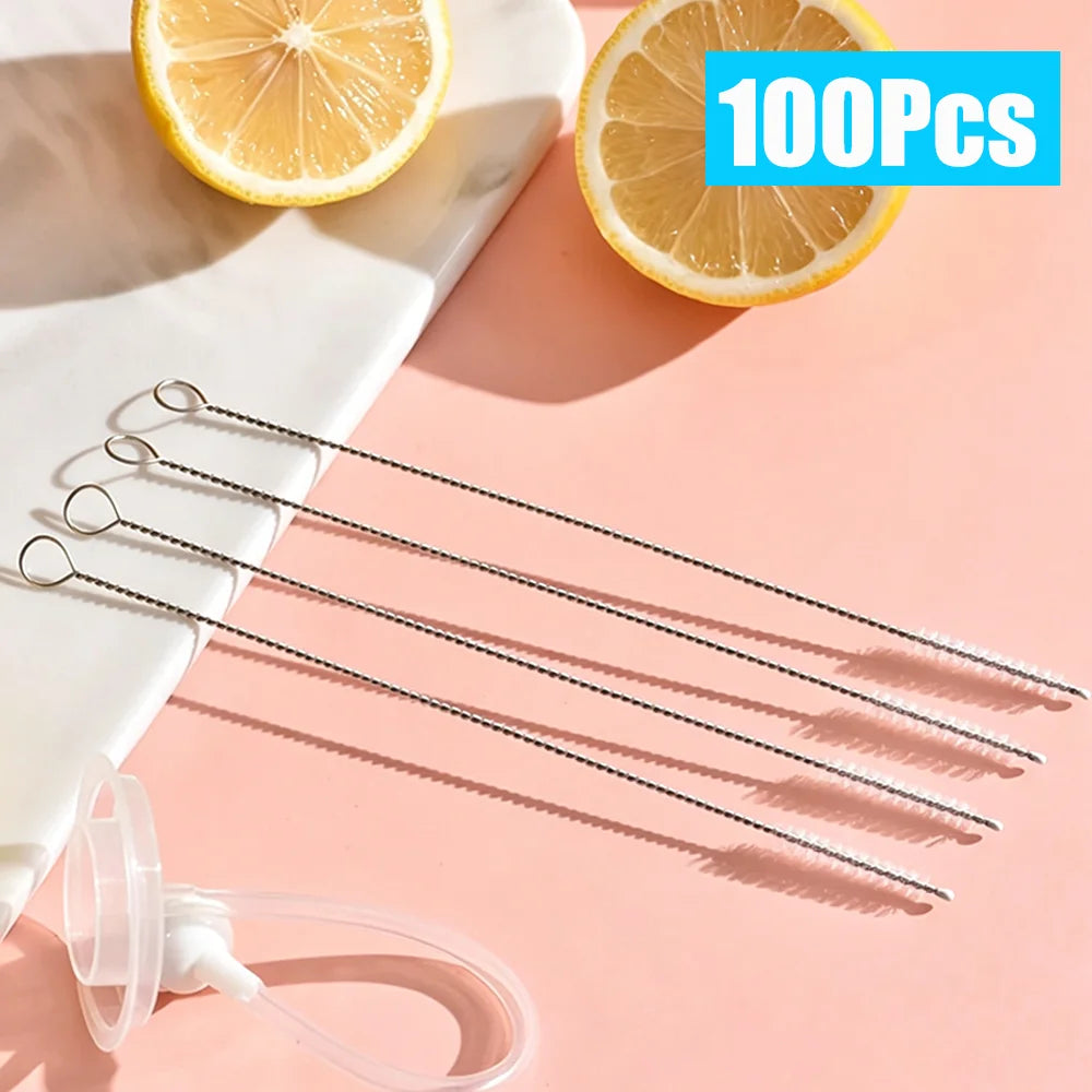 1-500pcs Nylon Straw Cleaning Brush Pipe Cleaner Stainless