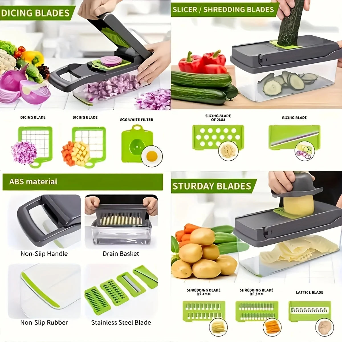 14/16 Pcs/Set Slicer Vegetable Cutter Dicer Shredder Variety