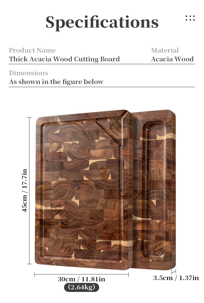 Thick Acacia Wood Cutting Board Double-Sided Using Wooden
