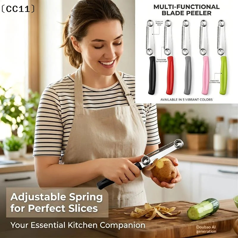In Stainless Steel Vegetable Fruit Peeler Adjustable Slicing
