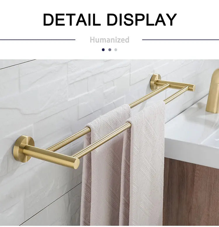 Brushed Gold Bathroom Towel Rack Toilet Brush Roll