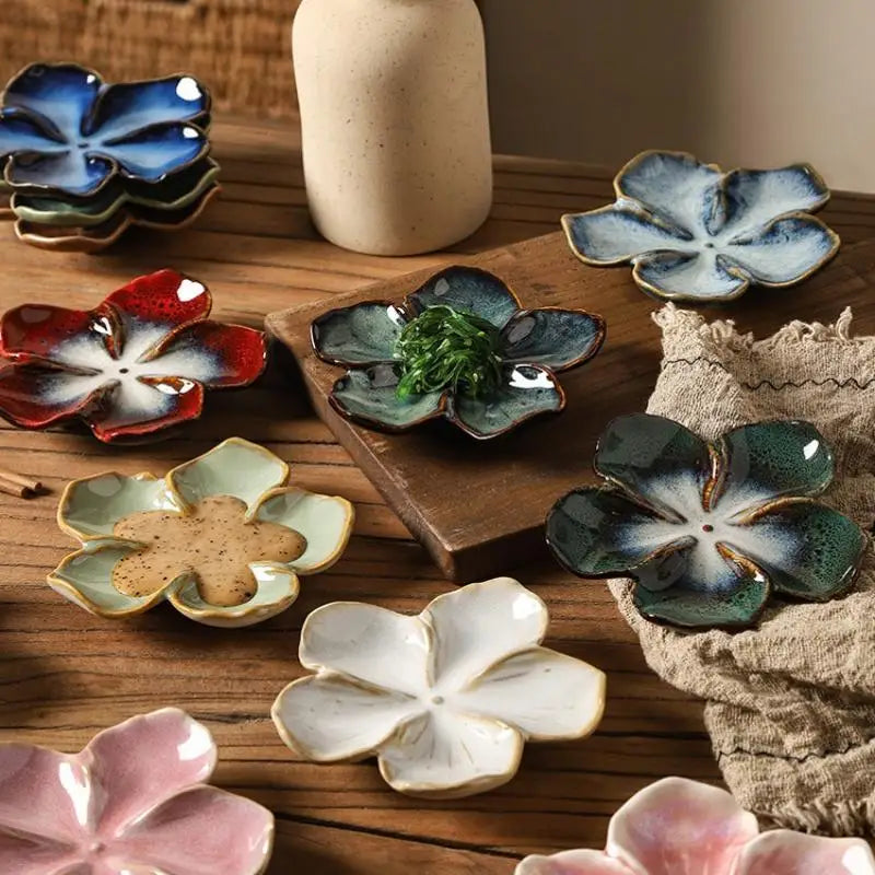 1pcs Ceramic Craft Dish Flower Shaped Small Dish