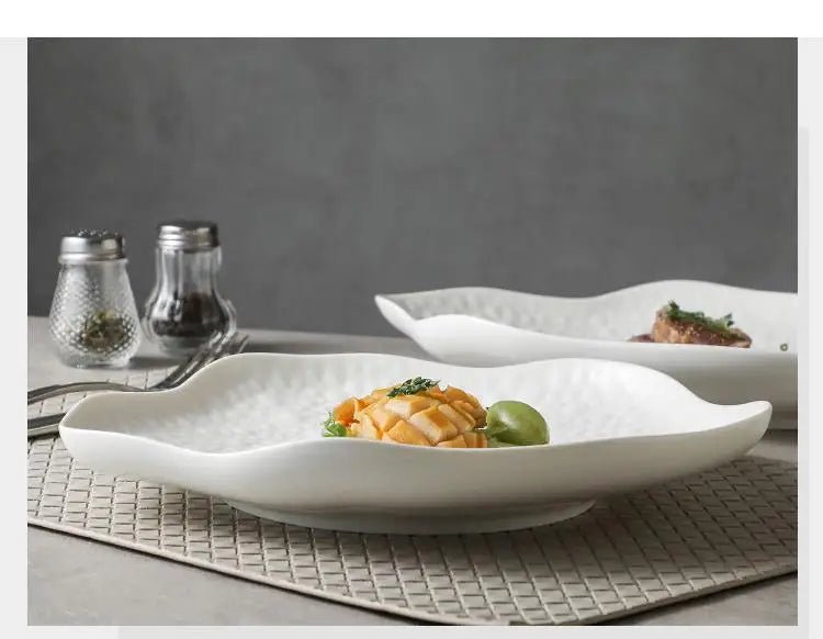 Ceramic Cooking Dishes Pasta Steak Plates Irregular Shape