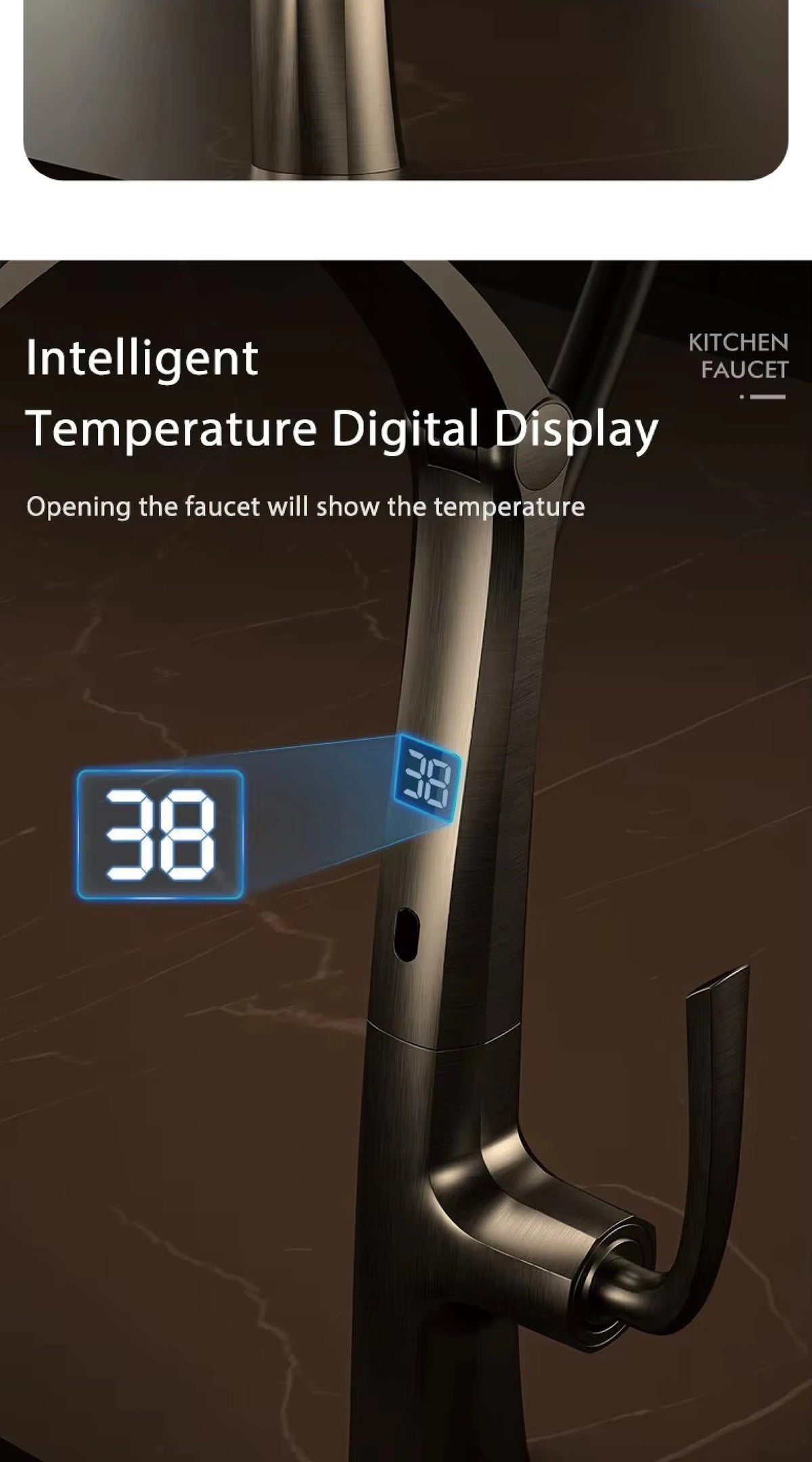 Aitana Gun Grey Luxury Brass Led Display Faucet