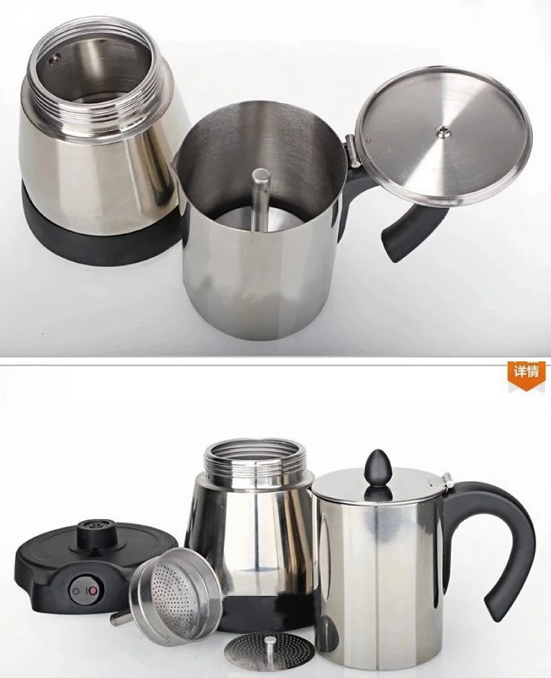 150ml/300ml Electric Coffee Maker Cups 3/6cups Stainless Steel
