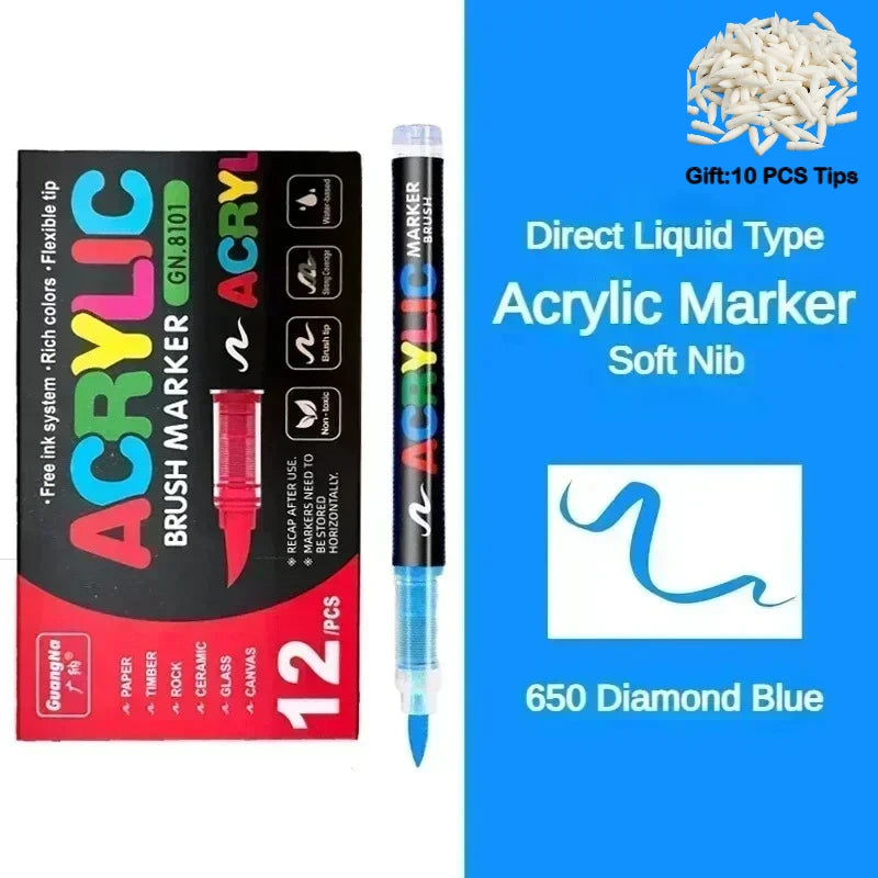 Guangna 12-360 Colors Acrylic Paint Pens Pencil Brush