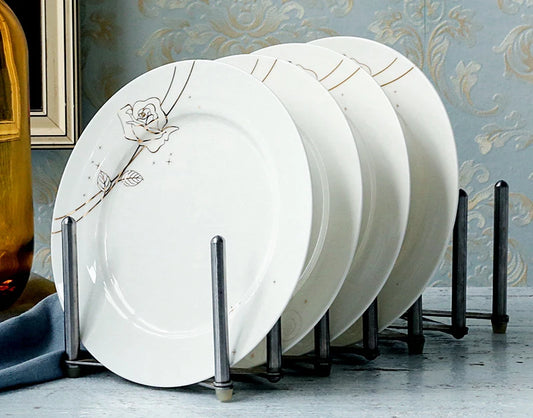 4pcs Inch Bone China Dishes Plates Sets Gold