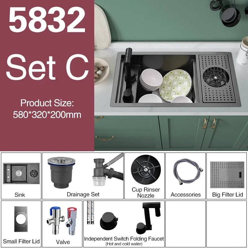 Asras Nano Black Small Size Sink Cup Washer