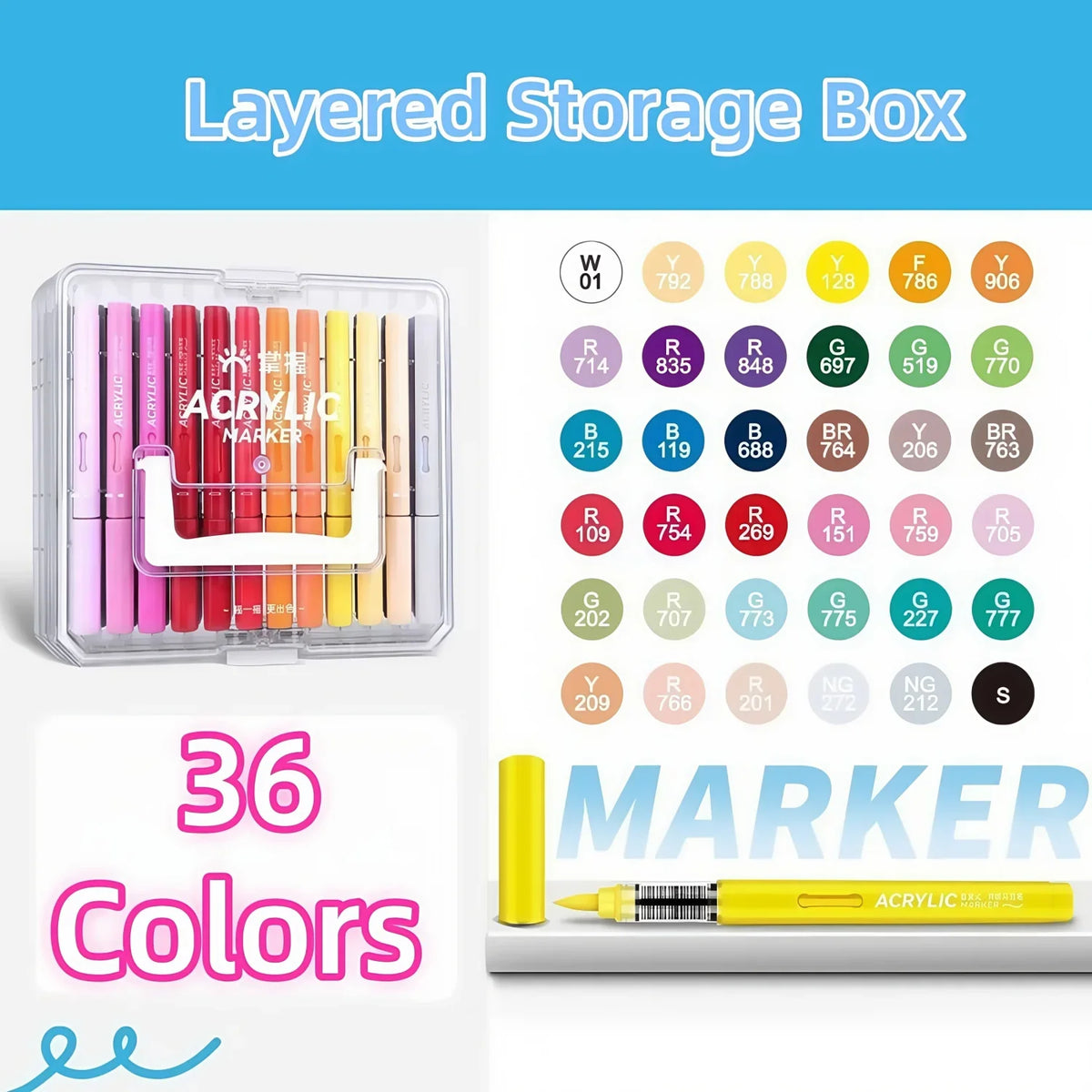 24/36/48/60/84 Colors Automatic Ink Control Acrylic Paint Markers