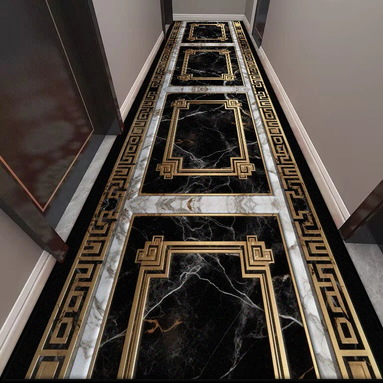 Golden Long Corridor Carpet Luxury European Decoration Hallway