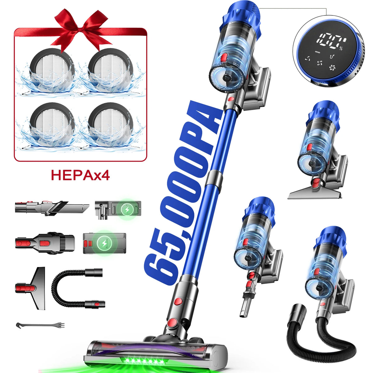 Daccormax Cordless Stick Vacuum Cleaner 65000pa 8-Layer Hepa