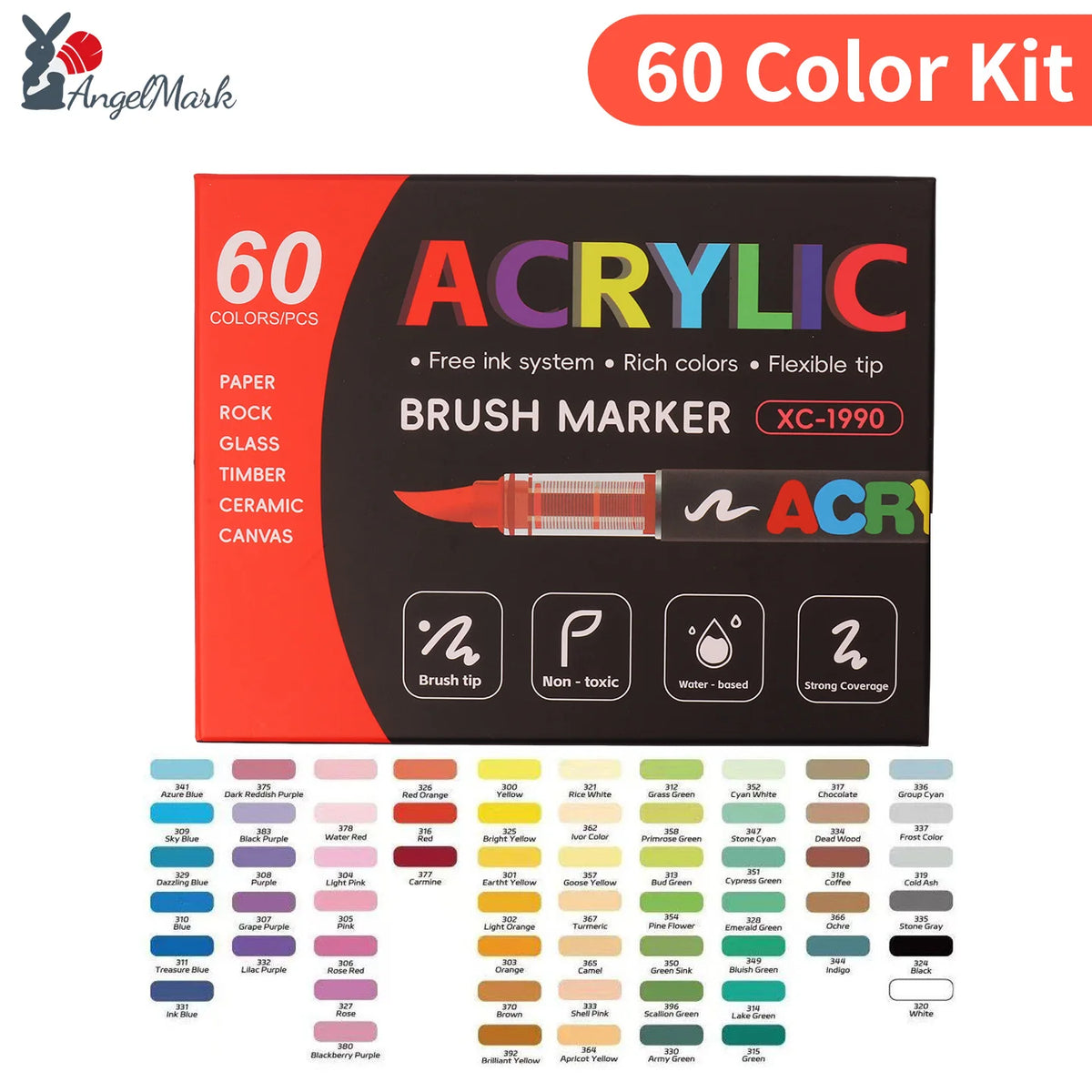 12-168 Colors Acrylic Paint Pen Marker Brush Tip