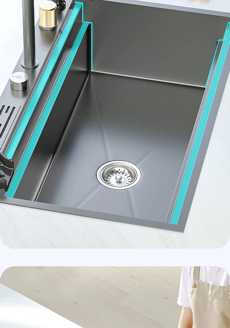 Waterfall Sink Nanometer 304 Stainless Steel Large Slot