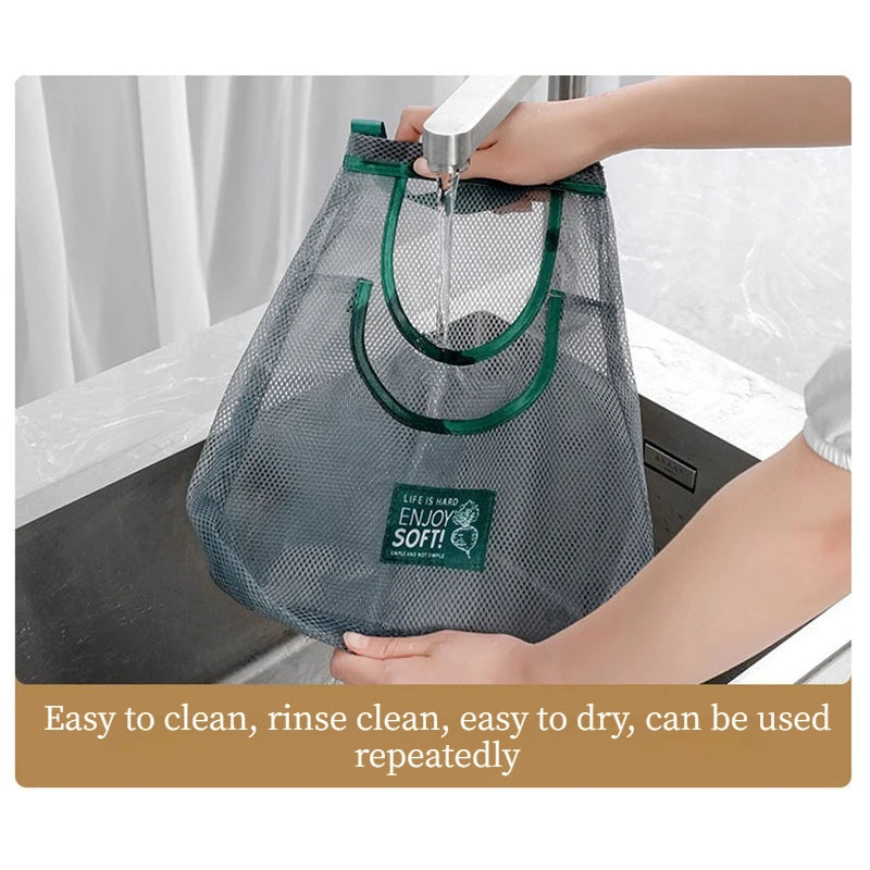 Hanging Breathable Mesh Produce Storage Bag Handheld Vegetable