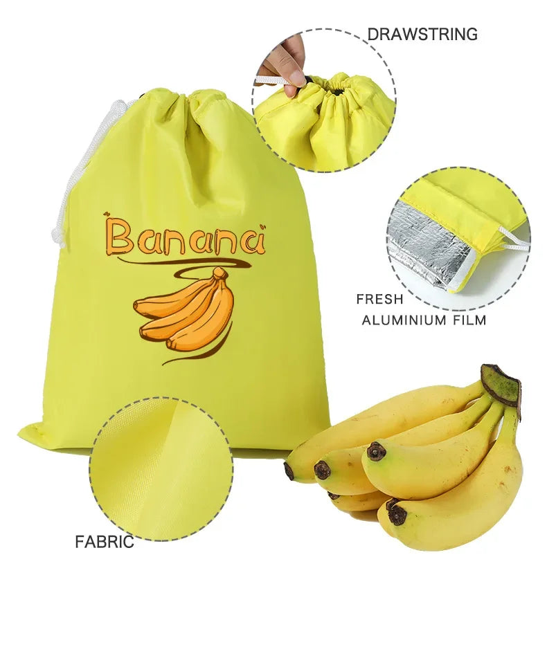 Reusable Banana Freshness Storage Bag Aluminum Foil Drawstring