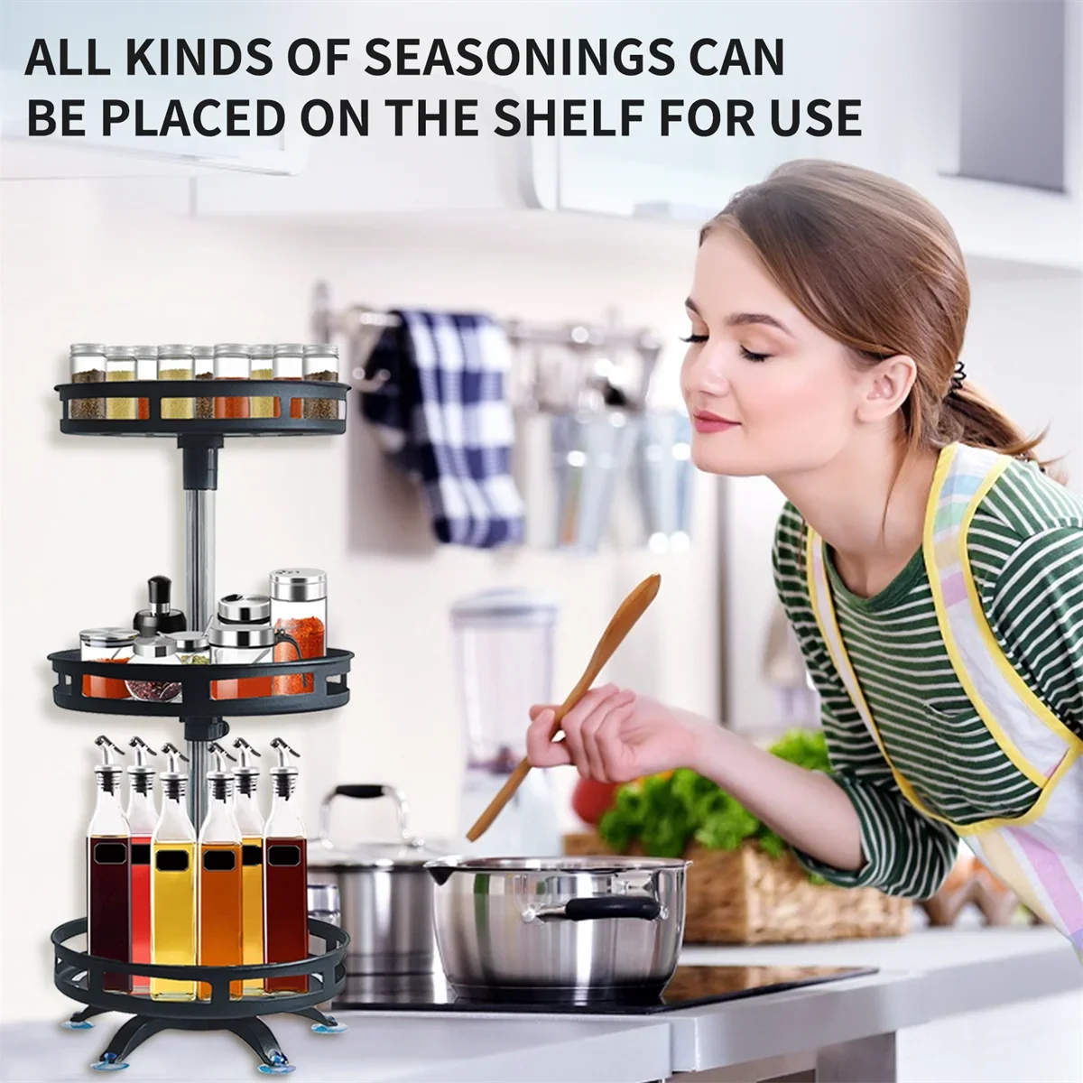 Rotatable Organizer Turntable 360 Swivel Spice Rack Tidy