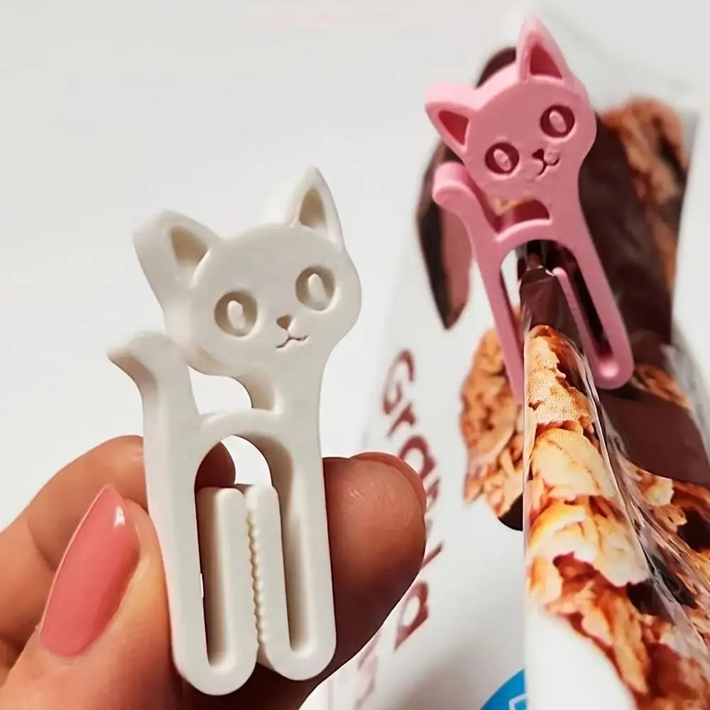 3/6pcs Random Cat-Shaped Clips Seal Bags Envelopes &