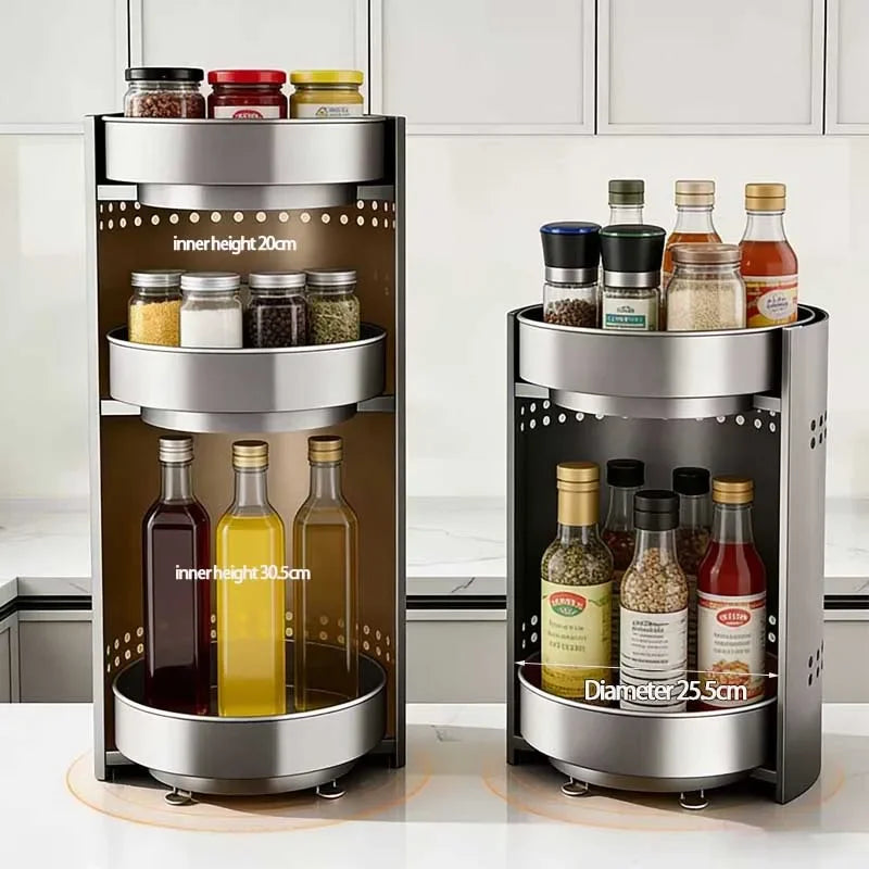 360 Rotating Corner Spice Rack 2/3 Layer Organizer