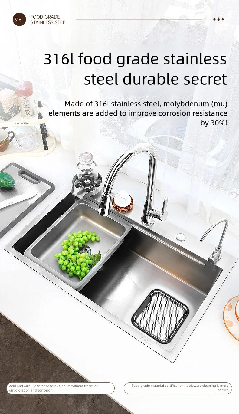 316l Stainless Steel Sink Durable Large Slot Wash