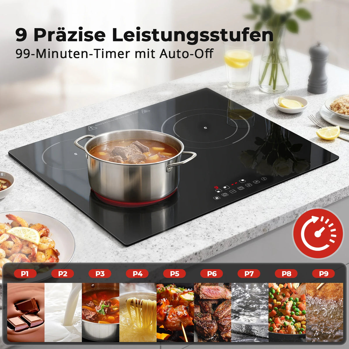 6000w Built-In Ceramic Hob Zone Induction Cooktop Touch