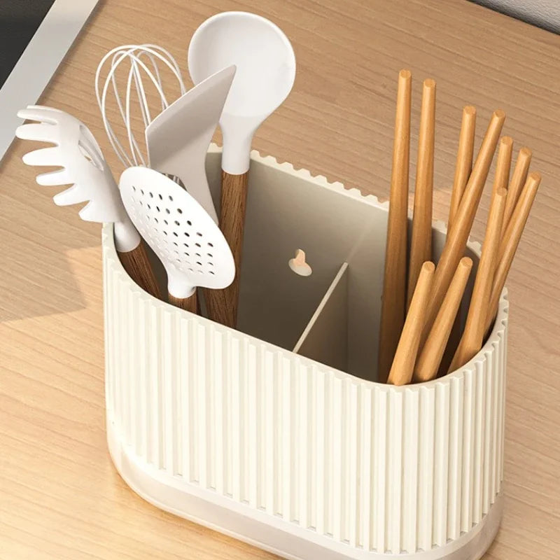 Wall Mount Chopsticks Holder Drain Dry Utensil Organizer