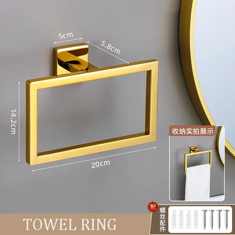 Polished Golden Bathroom Hardware Hook Towel Bar Toilet