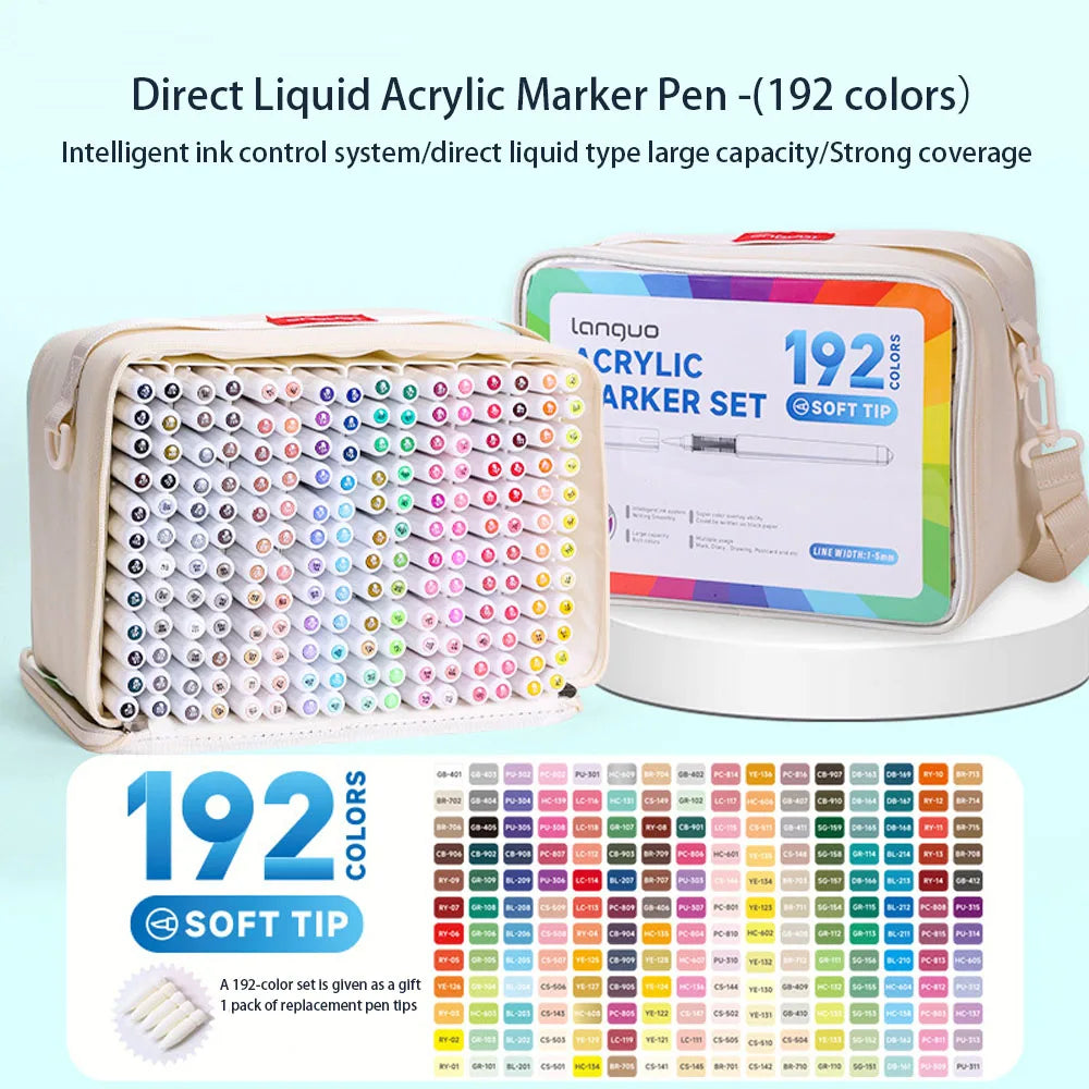 96/192/240 Colors Direct Liquid Acrylic Paint Brush Marker