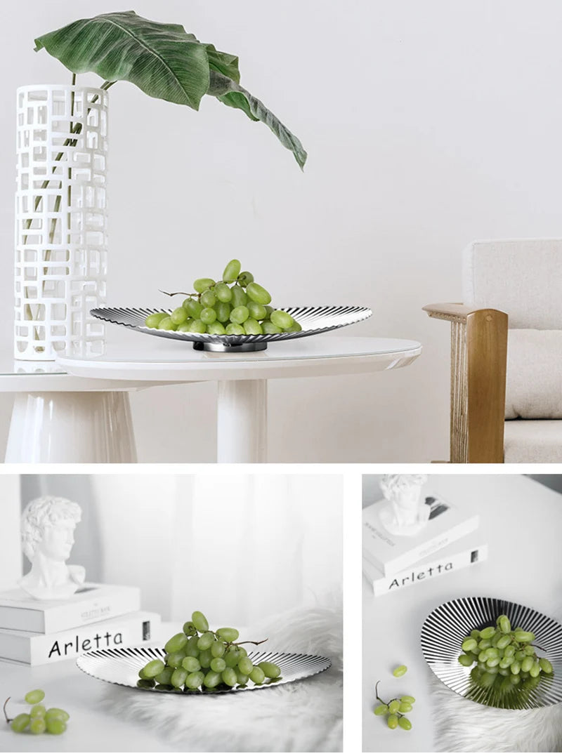 Nordic Luxury Stainless Steel Serving Tray Dish Dining