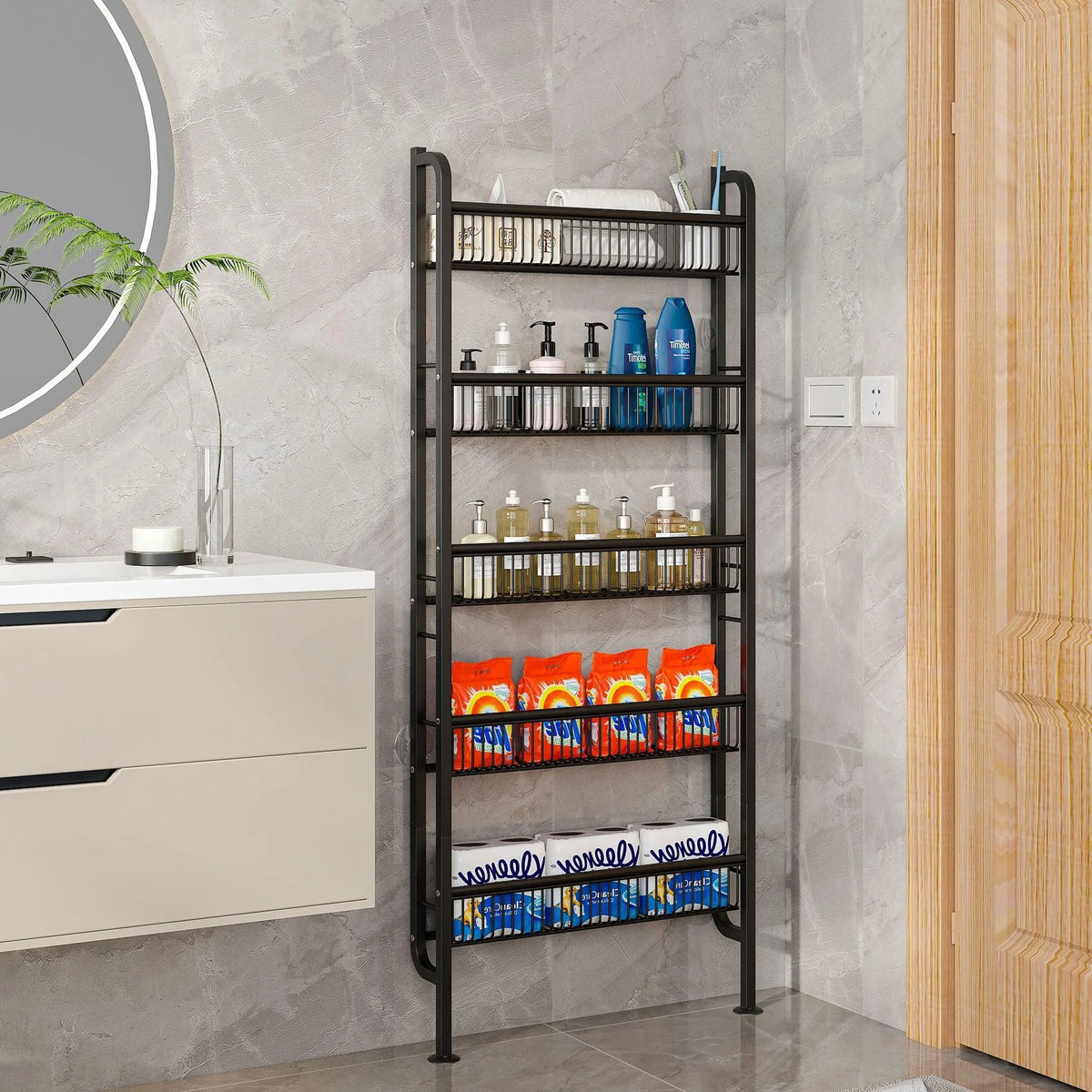 Behind Door Slim Storage Rack Narrow Organizer Shelf