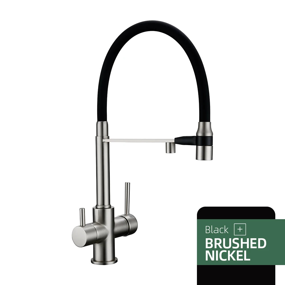 Gunmetal Faucet Brass Ways Sink Mixer Black Hose