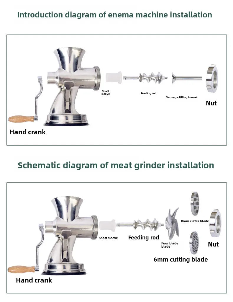 Meat Grinder Hand Crank Meat Mincer Stainless Steel