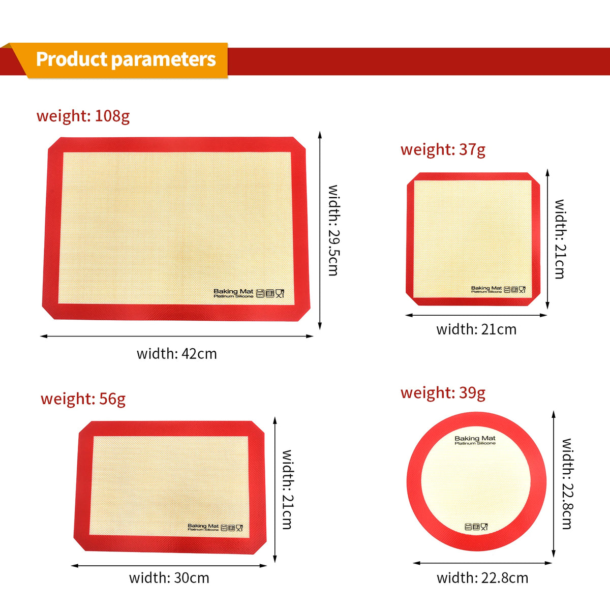 1pcs Silicone Baking Mat Rolling Kneading Oven Mat