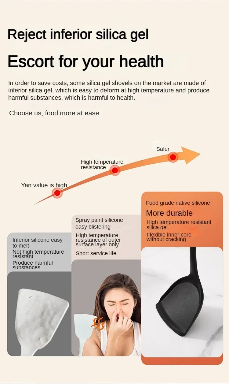1/10pcs Food-Grade Silicone Heat-Resistant Slotted Spoon