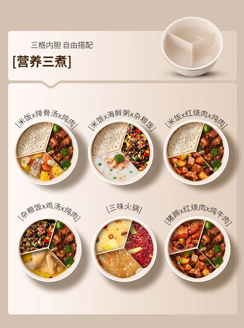 Rice Cooker Three-Compartment Inner Pot Electric Pressure Cooker