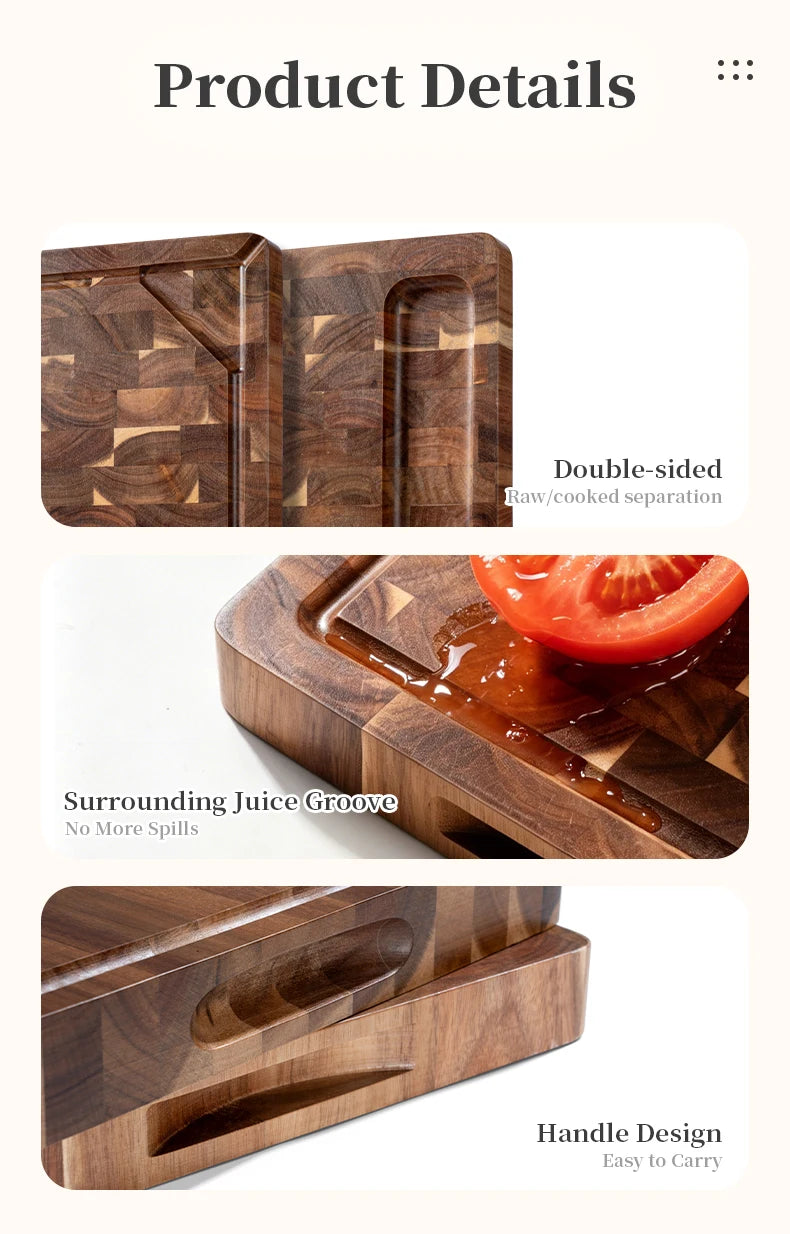 Thick Acacia Wood Cutting Board Double-Sided Using Wooden