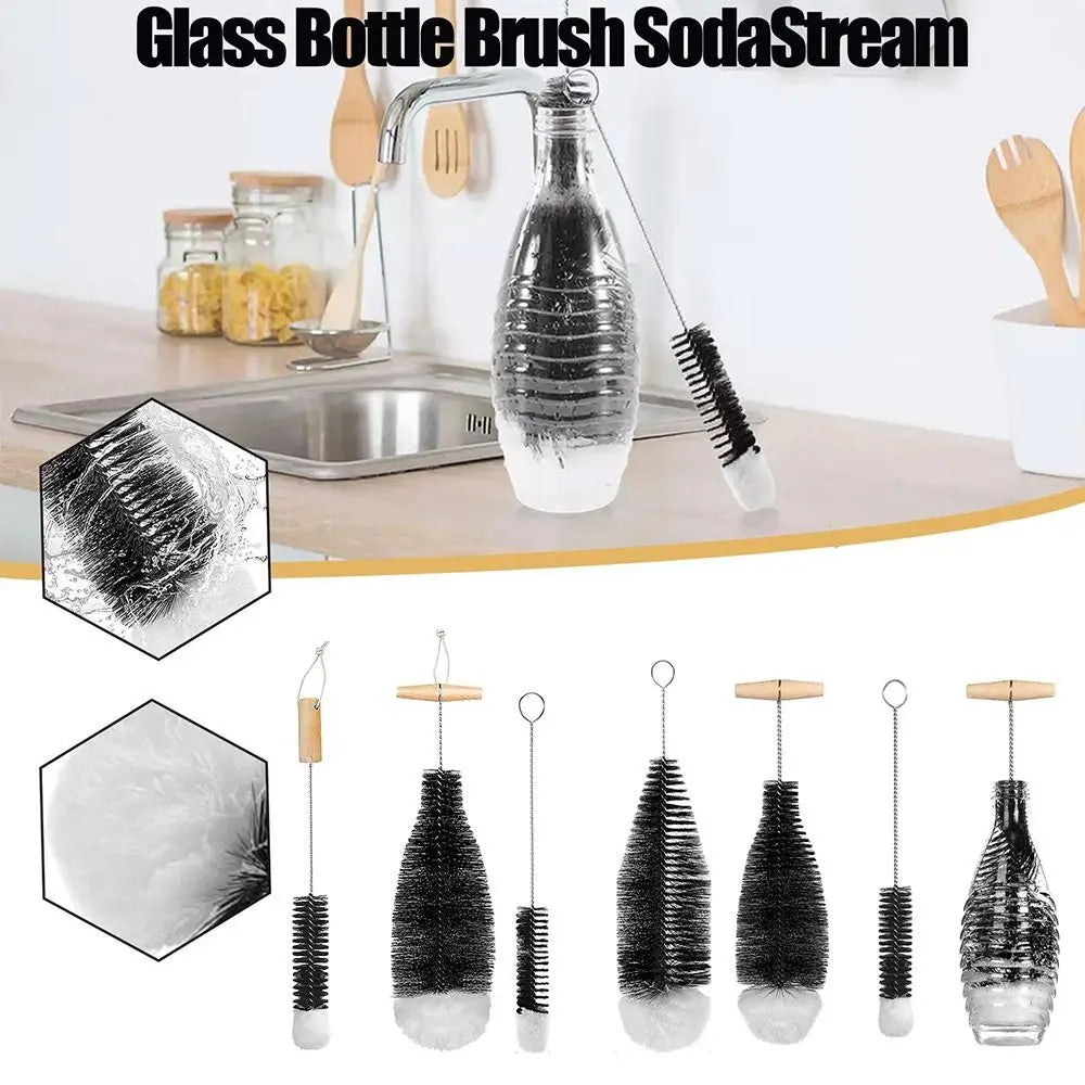 Soda Stream Bottle Brush Beechwood Handle Glassware Jars