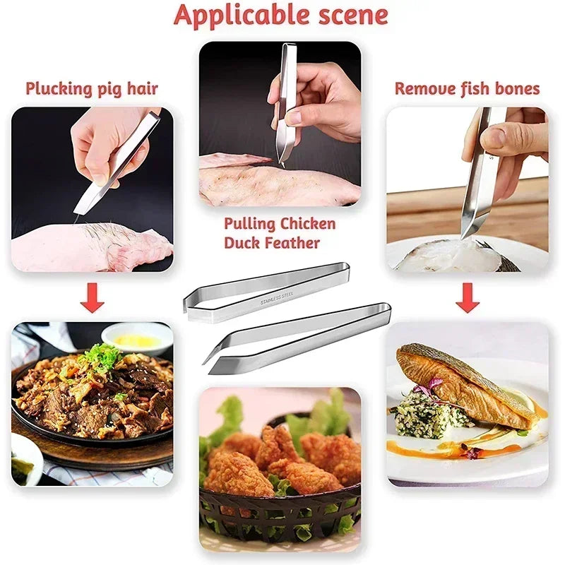 1pcs 430 Stainless Steel Fish Bone Tweezers Pincer