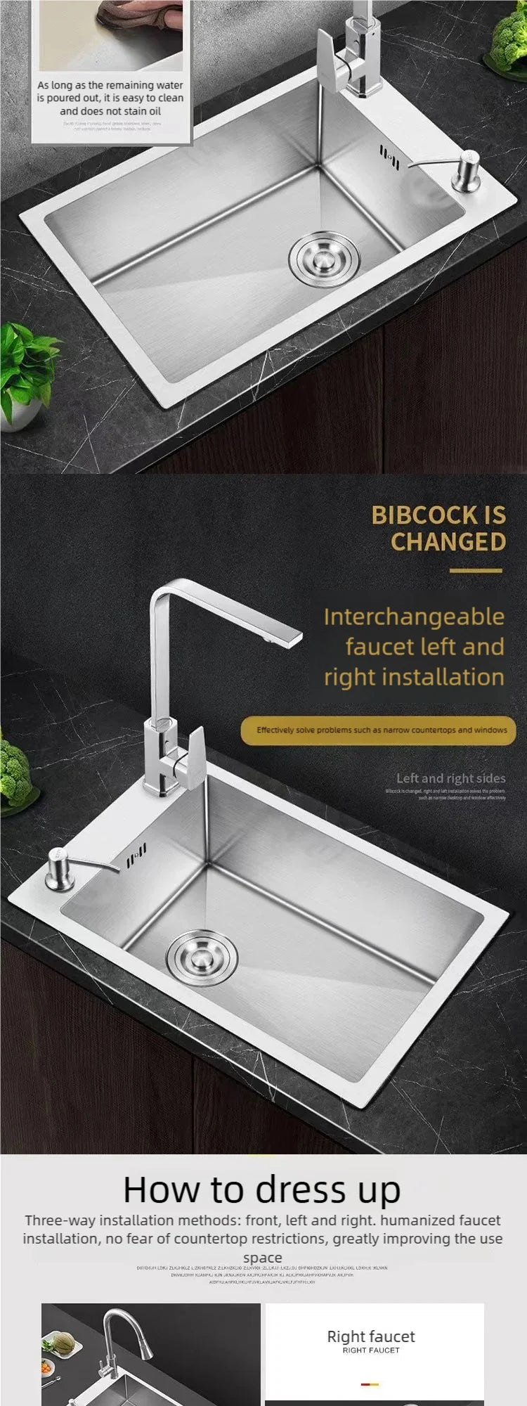 Stainless Steel Sink Narrow Long Model Side Hole