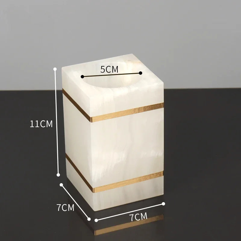 Natural Marble Bathroom Luxury Golden Soap Dispenser Toothbrush