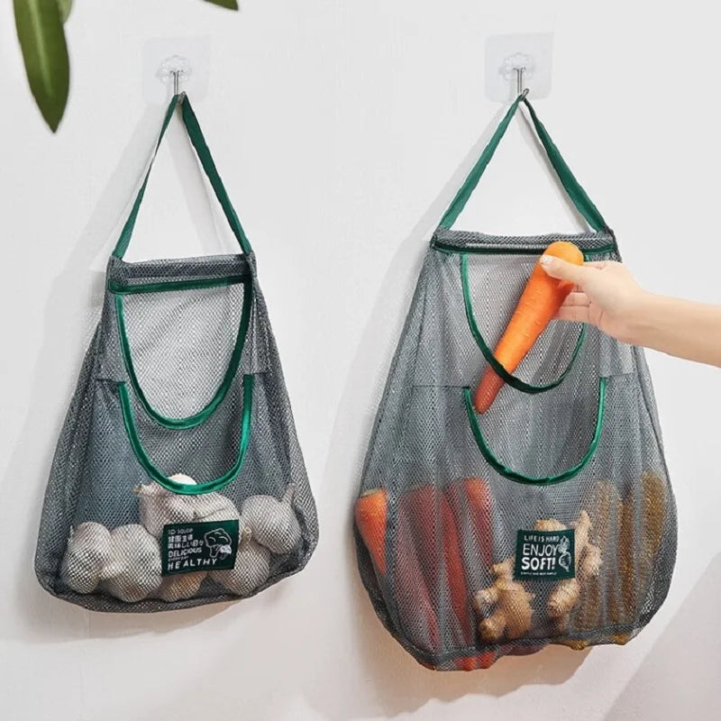 Hanging Breathable Mesh Produce Storage Bag Handheld Vegetable