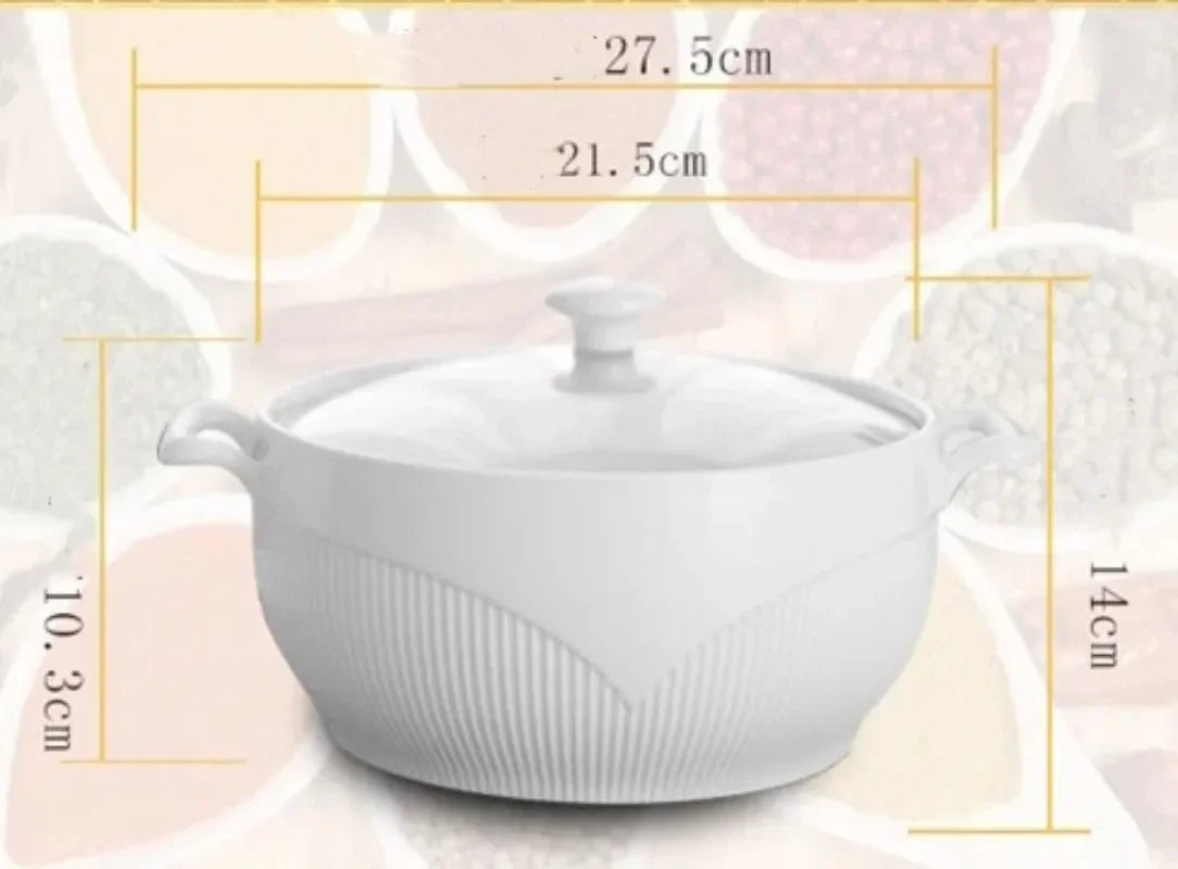 Ceramic Soup Pot White Round Nordic Phnom Penh